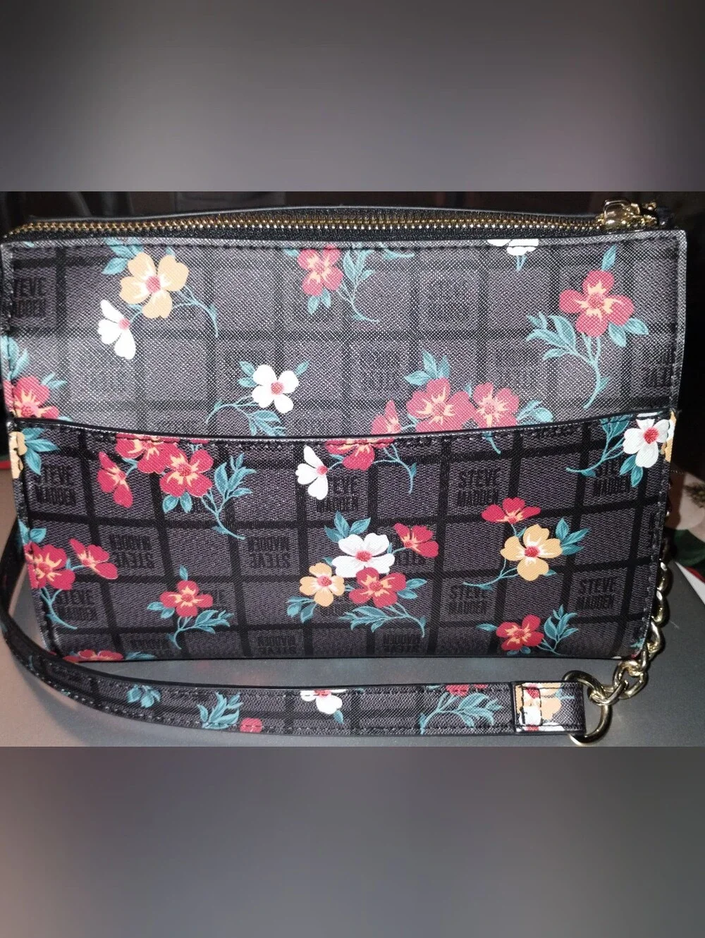 Steve Madden Black Floral Crossbody Bag